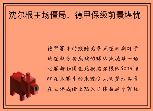 沈尔根主场僵局，德甲保级前景堪忧